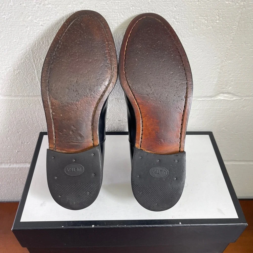 Salvatore Ferragamo Studio Black Leather Cap Toe Oxford Dress Shoes Men's 8 EE
